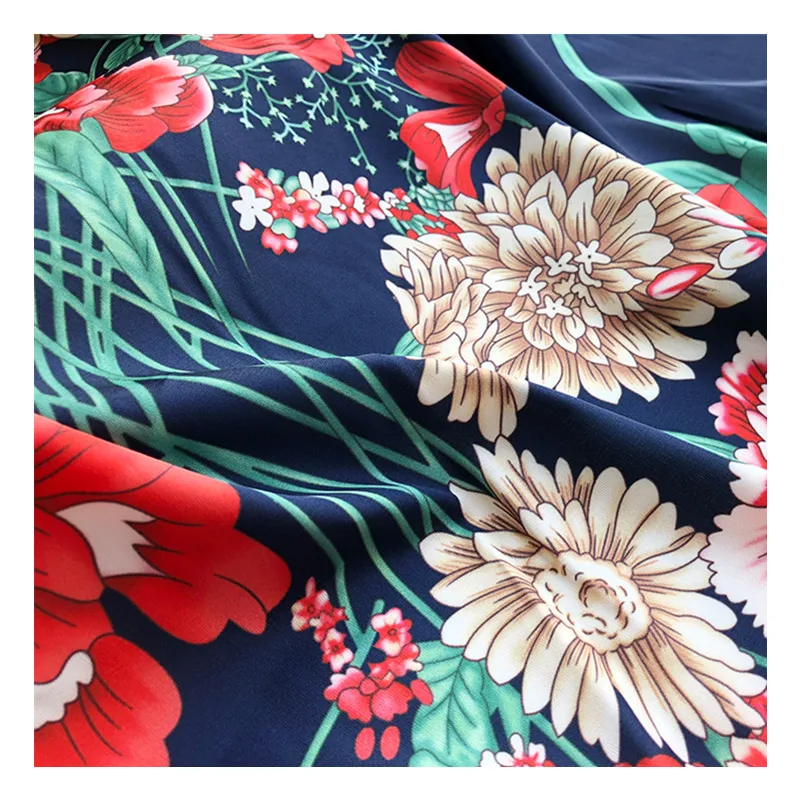 

G brand printed stretch satin polyester fabric cloth 145 cm width soft fashion dress dress Twist fabric custom wholesale