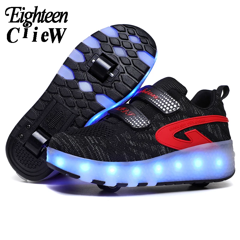 Новинка 2020 светящиеся кроссовки на колесах детская обувь со светодиодной