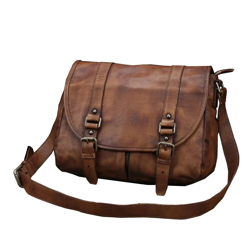 ROCKCOW ручной работы растительного дубления кожаная мужская сумка через плечо 9042|bag