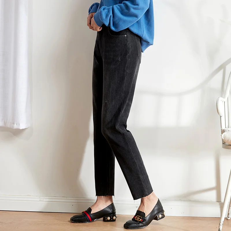 Женские узкие мытые джинсы LEIJIJEANS, черные джинсы из харлана с высокой посадкой, новая модель 9206 большого размера на осень