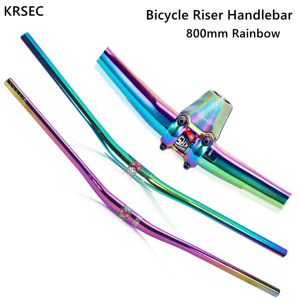 

New Bicycle Riser Handlebar Rainbow Aluminum Alloy Mountain Bike Bars Super Light 800mm Handlebar Extension for MTB AM XC FR DH