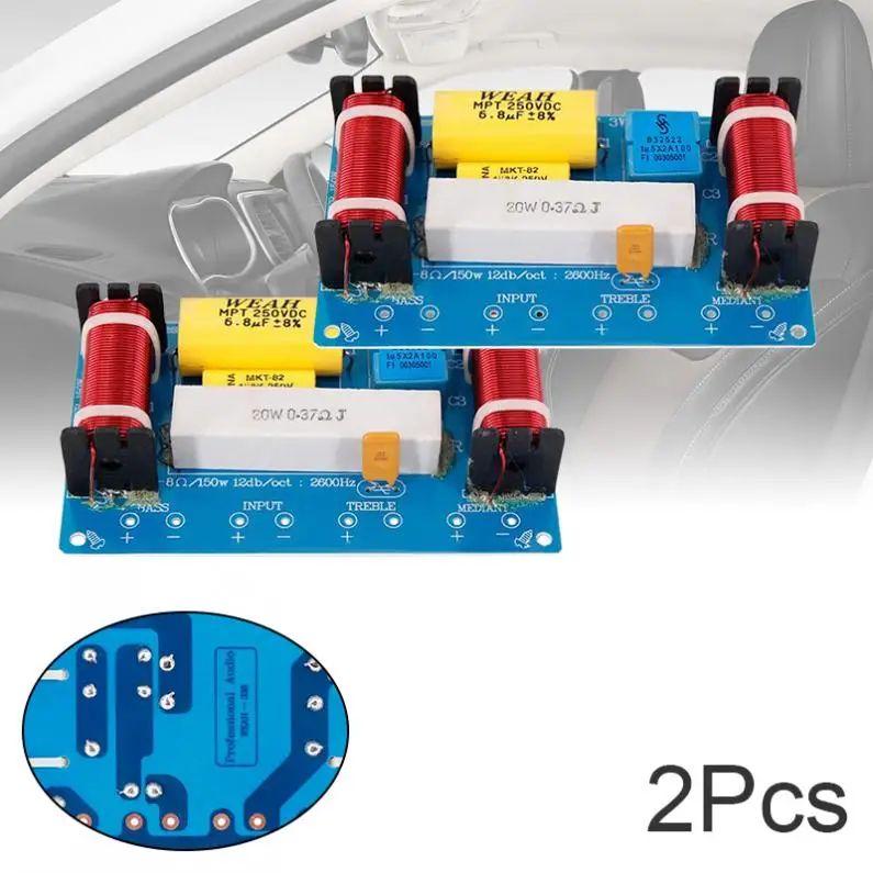 

2pcs 12V 120W Speaker 3 Way Audio Frequency Divider Loudspeaker 3 Unit Crossover Filters