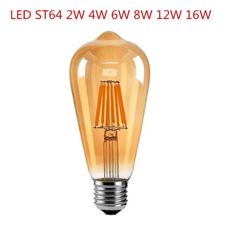 

ST64 intage LED Edison Filament Light Bulb Golden Dimmable E27 B22 110V 220V 2W 4W 6W 8W 12W 16W Blubs 360 Degree Energy Lamps