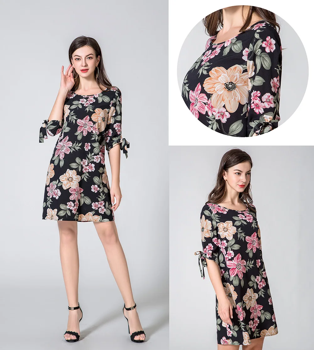 

ZOGAA Summer Women Sexy Dress Fashion O Neck Woman Floral Print Mini Dress Summer Loose Short Sleeve Party Dresses for Women