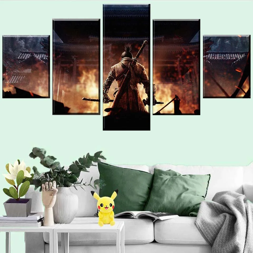 5 шт. SEKIRO тени для век под давлением дважды игры плакаты модульная Картина на