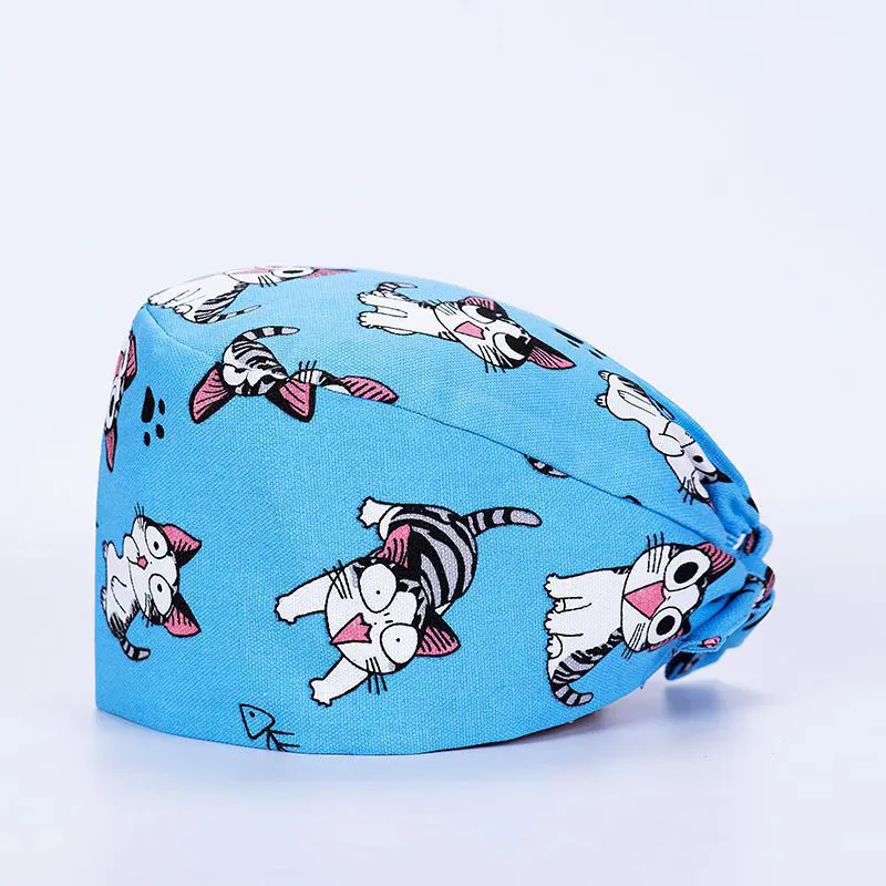 

Cartoon Animals Plant Embroidery Nurse Hat for Women Men Gorros Quirurgic Salon Pharmacy Bonnet Cap Lab Pet Doctor Surgicals Cap
