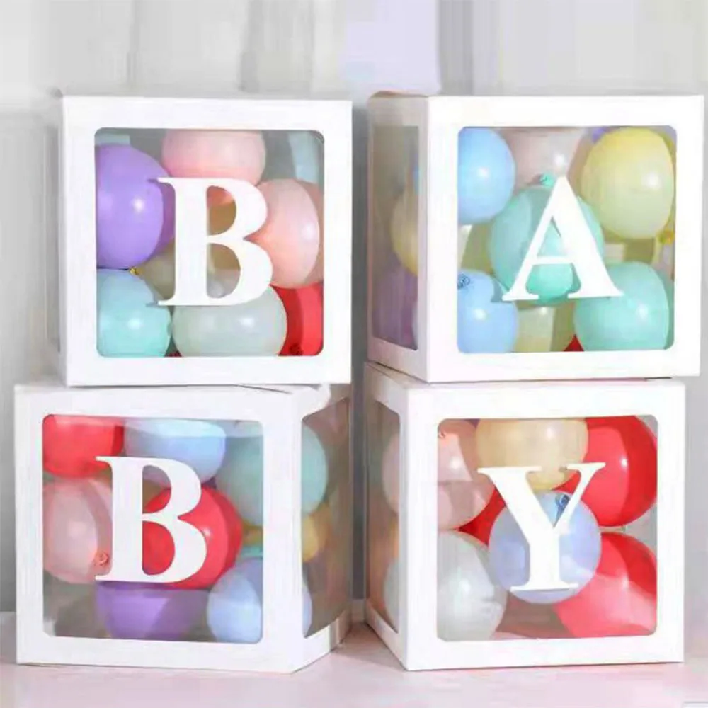 Прозрачная упаковочная коробка с наклейкой Baby/Love для воздушных шаров на свадьбу