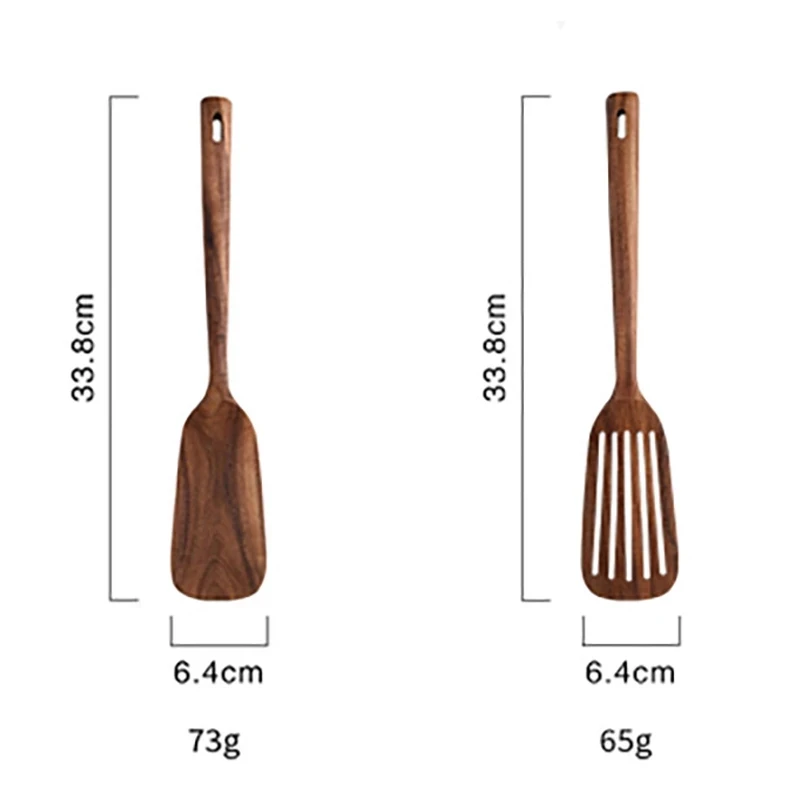 

1-5PCS/SET Teak Wood Natural Long Handle Spatula Kitchen Turner Non Stick Cooking Utensils Wooden Spatula Slotted Turner Set