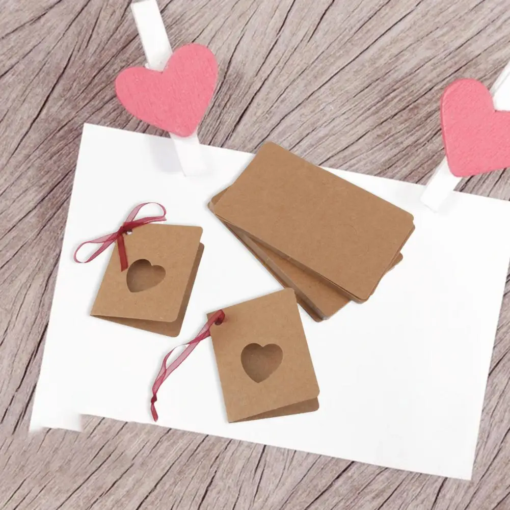 Поздравительные открытки 50 шт./компл. с 10 м Красной веревкой узором в виде сердца