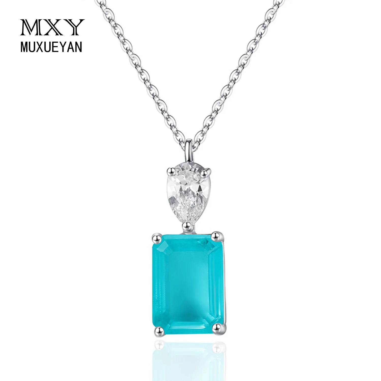 

Exquisite Women Square Zircon Pendant Necklace Fashion Women Engagement Zircon Necklace Wedding Necklace Party Dazzling Necklace