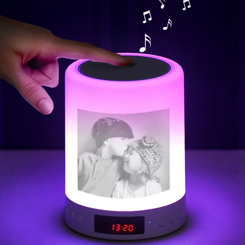 Персонализированные фото светодиодный ночник MP3 музыка дисплей Беспроводная лампа сенсорный USB Перезаряжаемый Ночник подарок