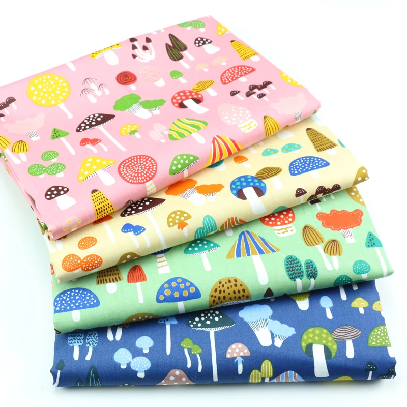 Syunss Colors Mushroom Printed Diy Patchwork Cloth For Quilt Baby Cribs Cushions Dress Sewing Tissus Twill Cotton Fabric Tecido