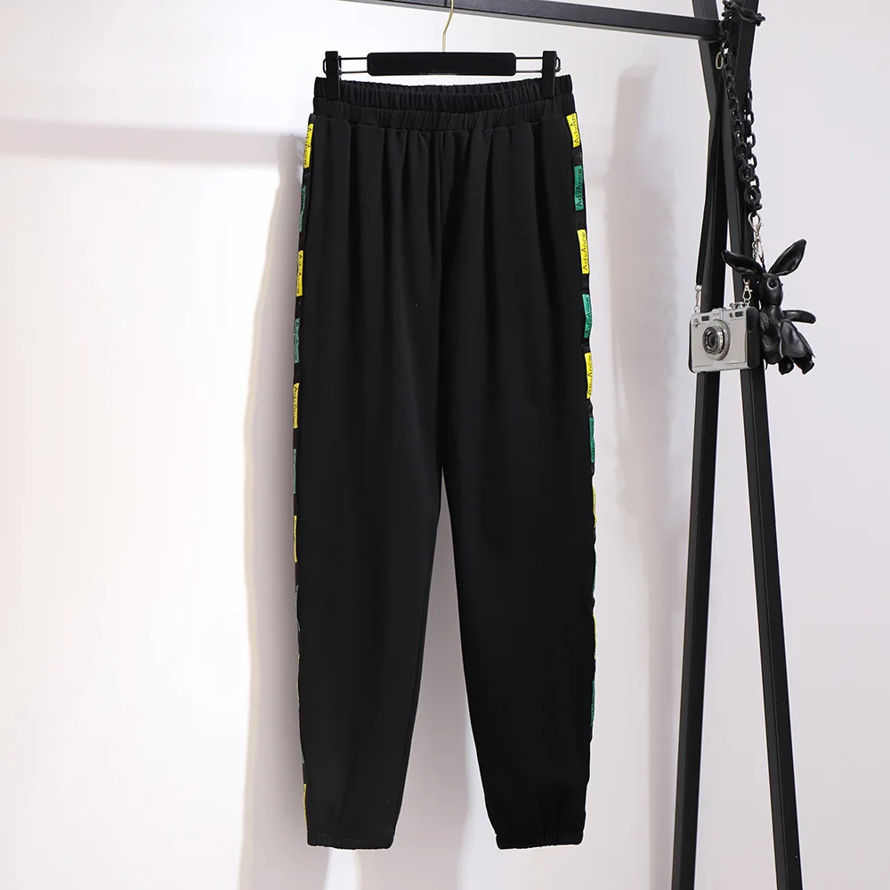 2XL ~ 6XL женский 2 шт с капюшоном комплект из свитера брюками осень зима длинный