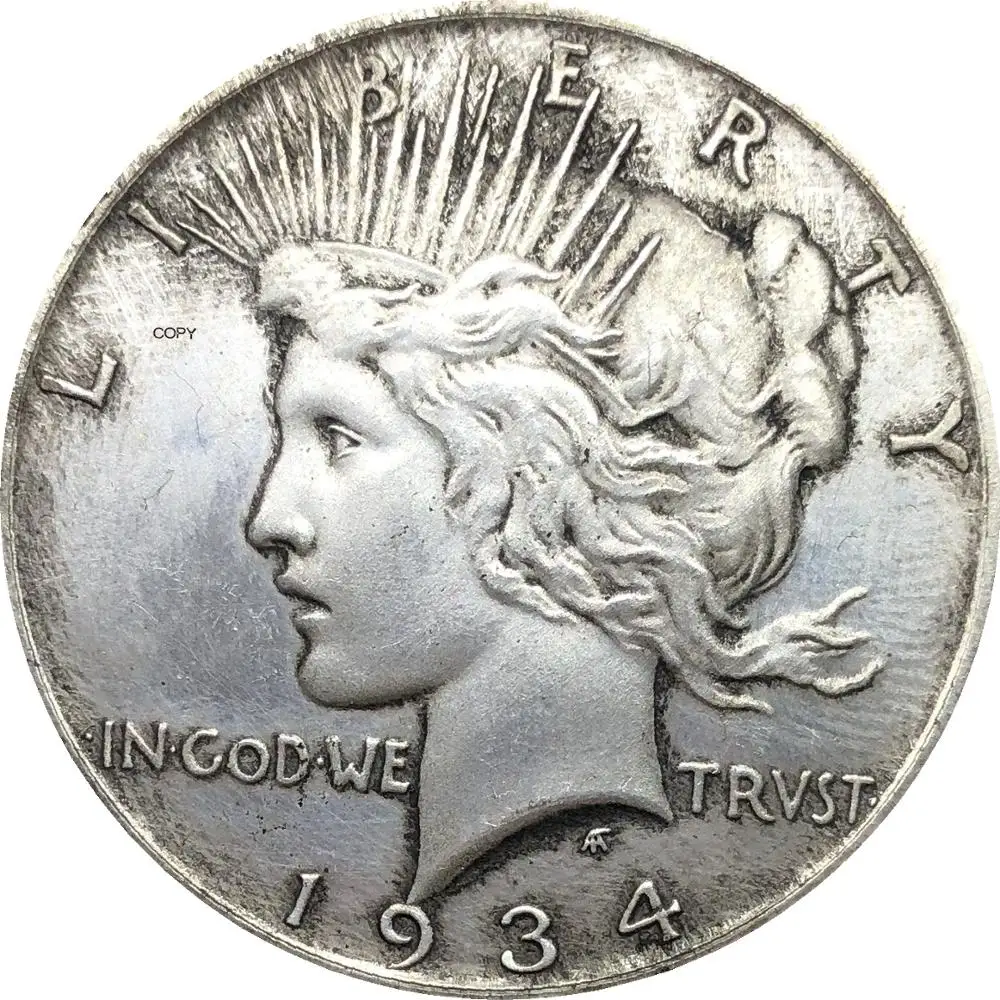 Монета свободы в Боге США 1934 мы доверяем 1 доллару мира купроникель посеребренные