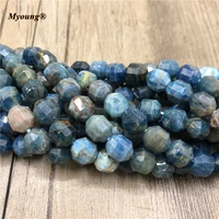 8mm faceted blue apatite stone column loose beads natural gems stone space bead for diy jewelry making my210420