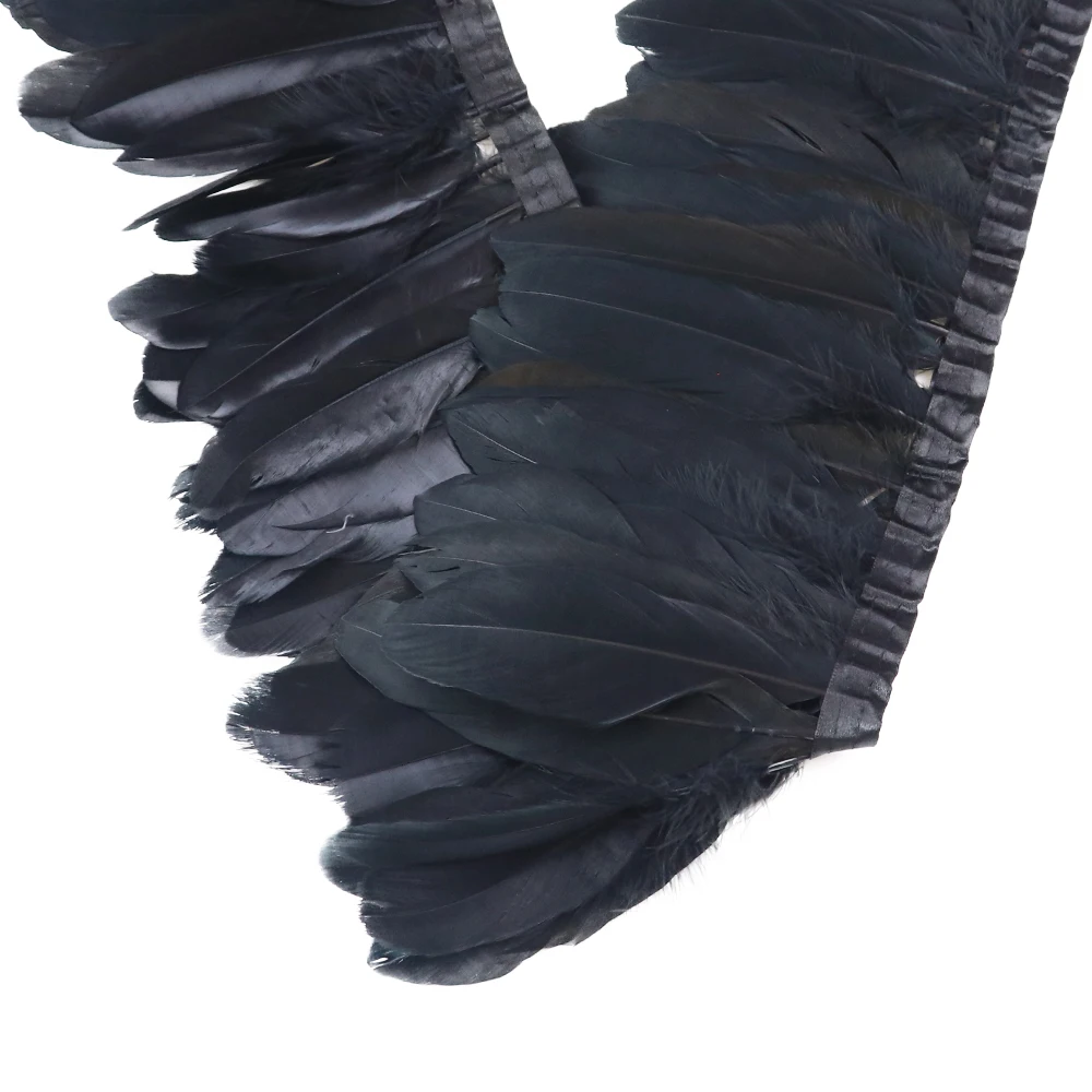 Флейта с гусиными перьями диаметром 15-20 см черные перья для рукоделия флейта -