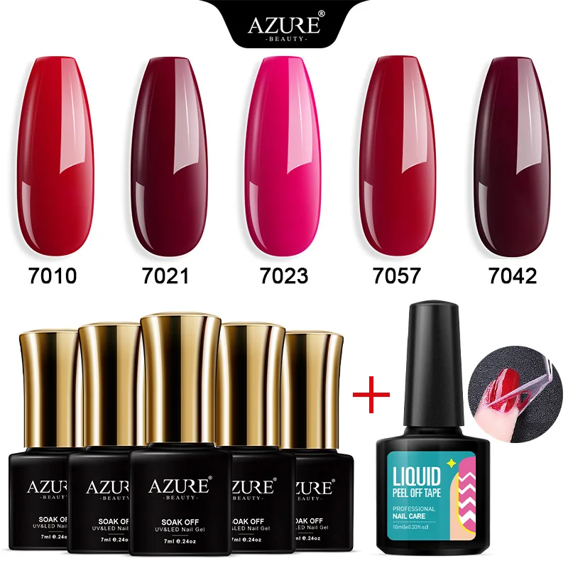 Azure beauty 6 шт./лот красная серия УФ гель для ногтей набор высокое качество