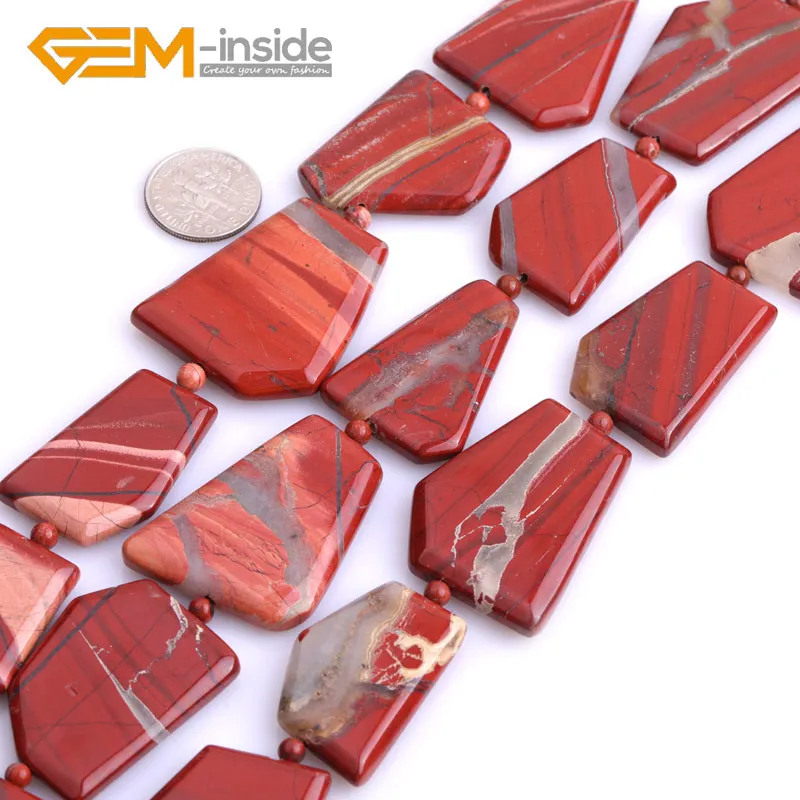 Gem-inside 25x30 мм,, красные бусины Jaspe r, бусины из натурального камня, свободные бусины для изготовления ювелирных изделий, нить 15 дюймов, Сделай сам