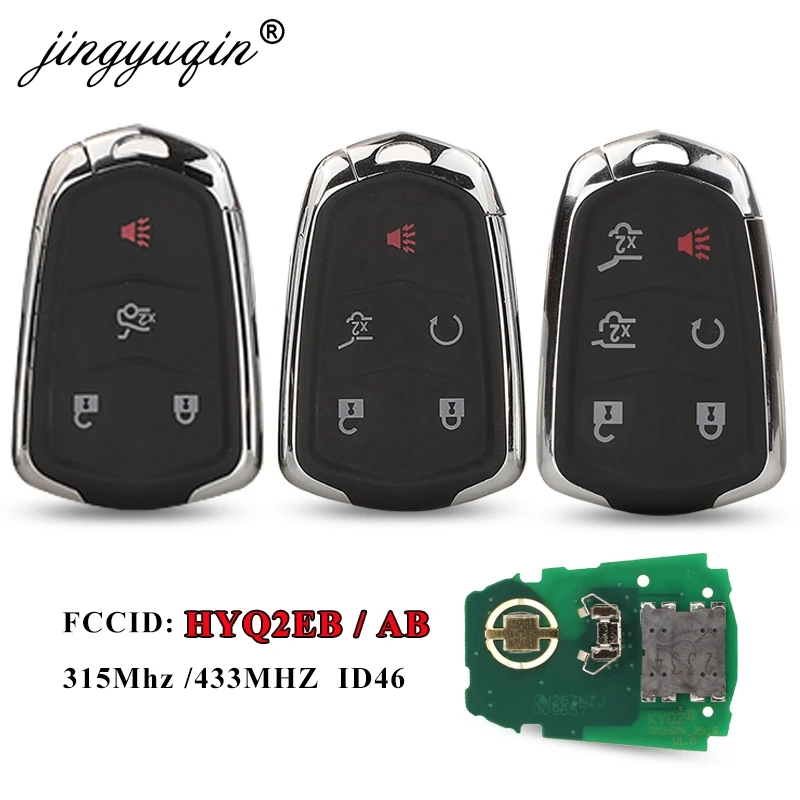 jingyuqin 315/433Mhz ID46 Smart Remote Key Fob for Cadillac ESCALADE /ESCALADE ESV 2015-2019 XTS CTS CT6 ATS HYQ2EB HYQ2AB