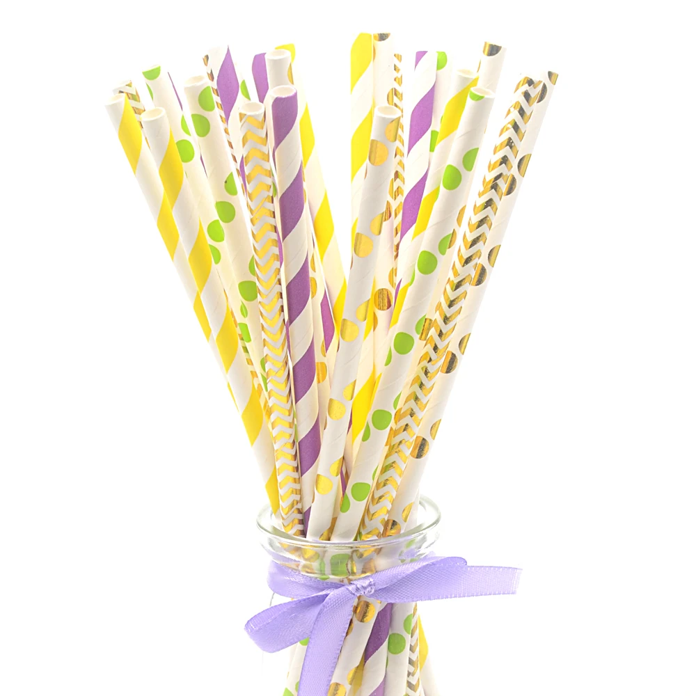 25 шт. бумажные соломинки для первого дня рождения мальчиков трубочки питья на