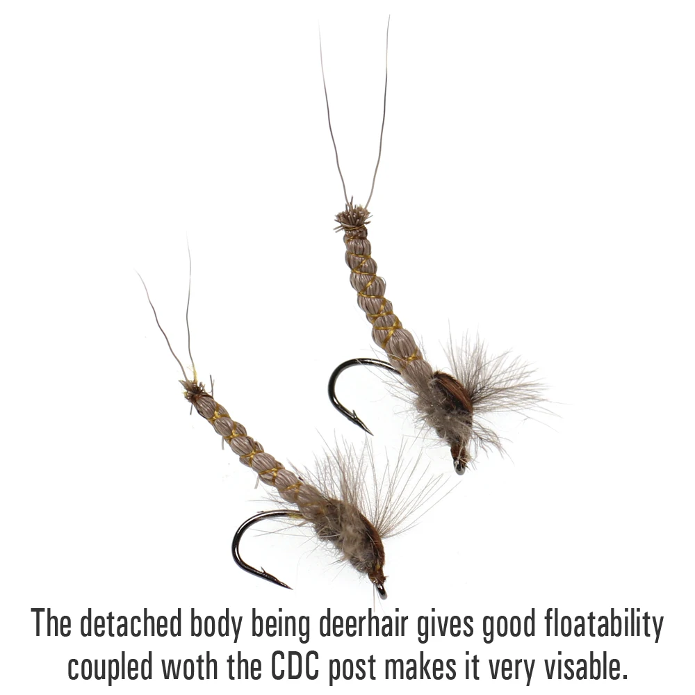 ICERIO 6 шт. CDC Mayfly Deerhair Body Dry Fly для форели рыбалки нахлыстом приманки #12 | Спорт и