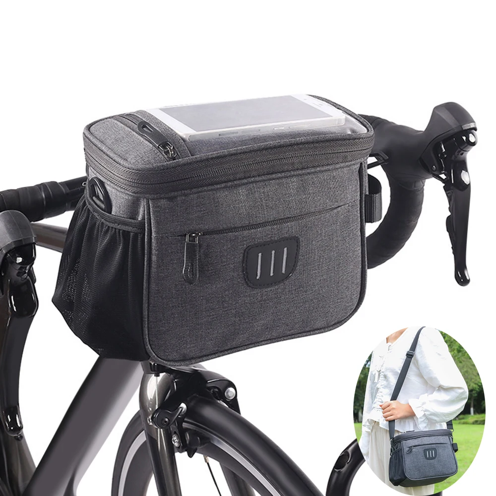 

Bicycle Handlebar Bag Waterproof MTB Bike Front Frame Storage Bag As Shoulder Backpack 5L Big Capacity Cycling Basket Panniers