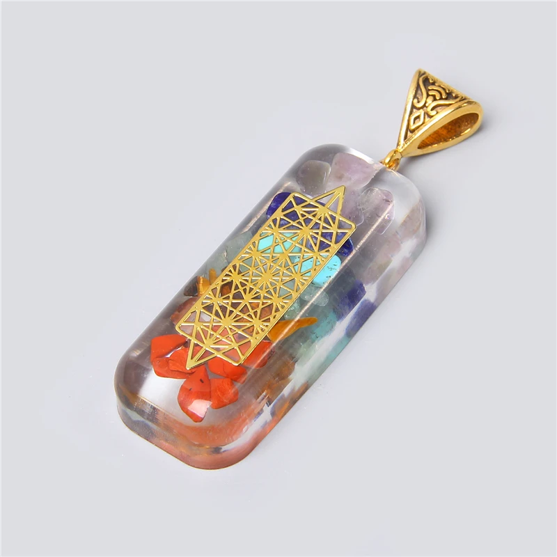 

2pcs Energy 7 Chakra Crystal Pendant Charm Healing Colorful Stone Resin Charms for Jewelry Making Necklace DIY Craft Accessories