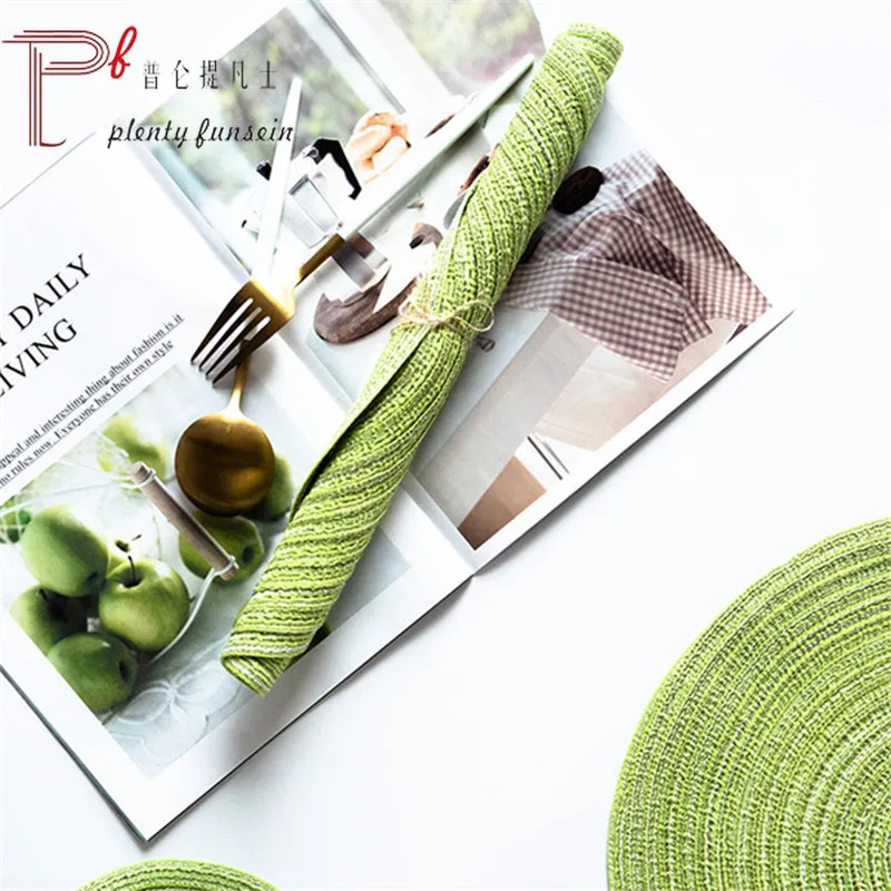 4 шт./компл. круглый рами изоляционная Подушка сплошной Салфетки льняные