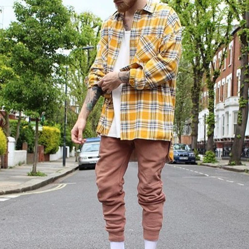 Мужская Повседневная рубашка в стиле хип хоп с длинным рукавом|shirt 2|dress shirtflannel men
