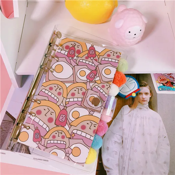 AngelHere Store 1 PCS Kawaii Noterbook Planner Book Colorful Hair Ball Decoration NotePad Stationery DIY Scrapbook Shool Supply |