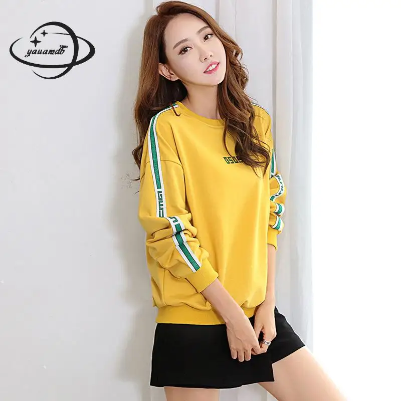 

Свитшот женский с капюшоном, одежда с длинным рукавом и надписью, пуловеры с заниженной линией плеч и круглым вырезом, H51, весна-осень