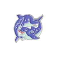 star and moon animal brooch womens fashion cute cartoon alloy double whale anime personality enamel lapel brooch high quality