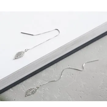 

Fresh Wind Leaves Slender Tassel Earrings Advanced Long Earrings Ear Line Joker Simple Female Wholesale SE11