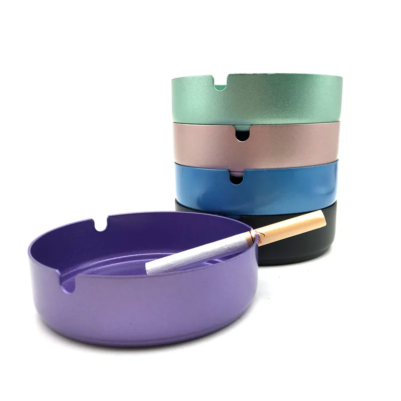 

CS001 10 cm Diameter Round Stainless Steel Ashtray Colorful Portable High Temperature Resistant Drop Ashtrays Purple Blue Green