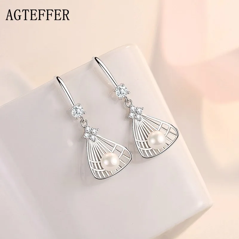 

AGTEFFER 925 Sterling Silver Dream Catcher Earrings Long Zircon Earrings For Women Wedding Temperament Jewelry Gift