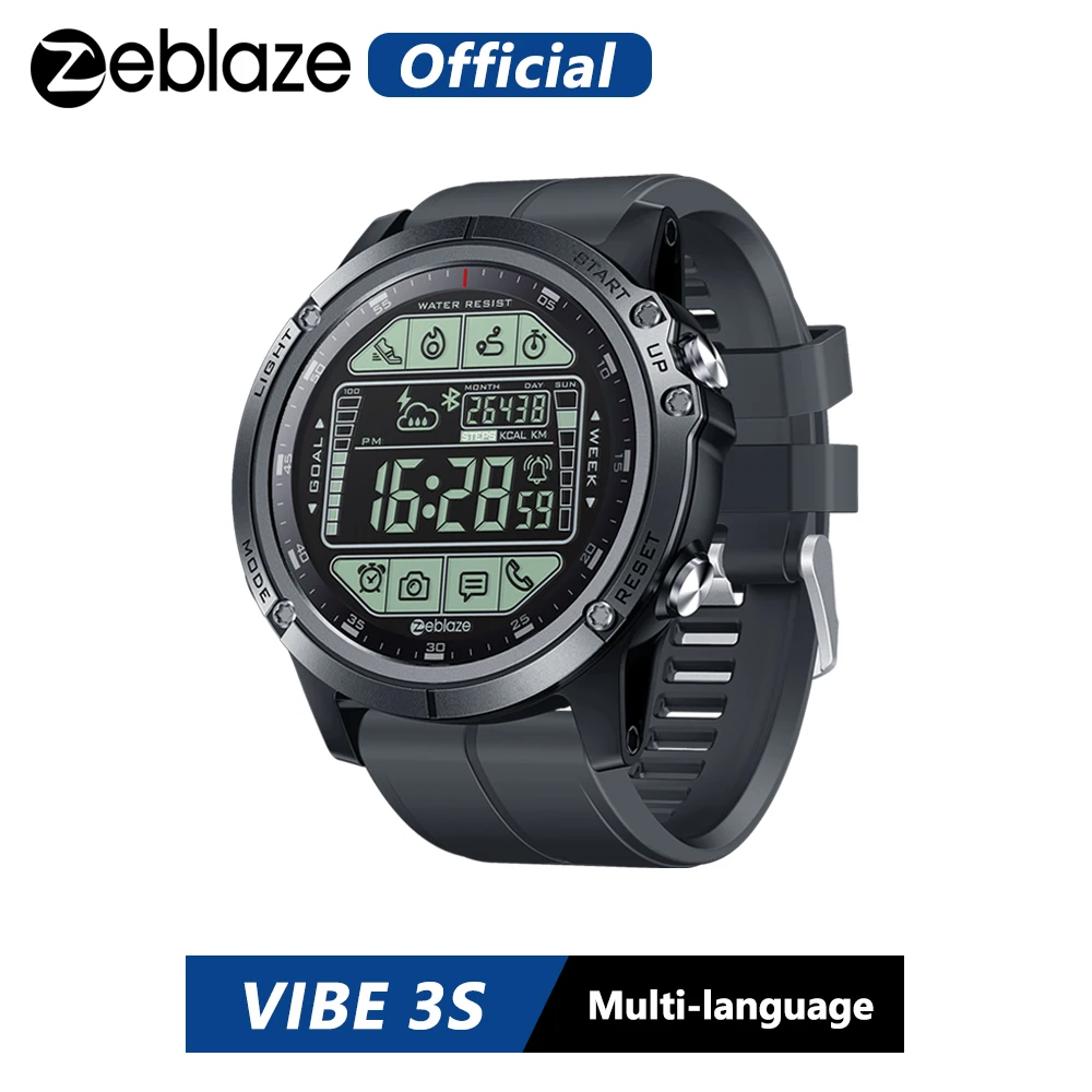 Zeblaze VIBE 3S прочные уличные Смарт-часы в режиме реального времени погодные шаги отслеживание расстояния калорий 5 ATM/50 M/164ft Водонепроницаемость