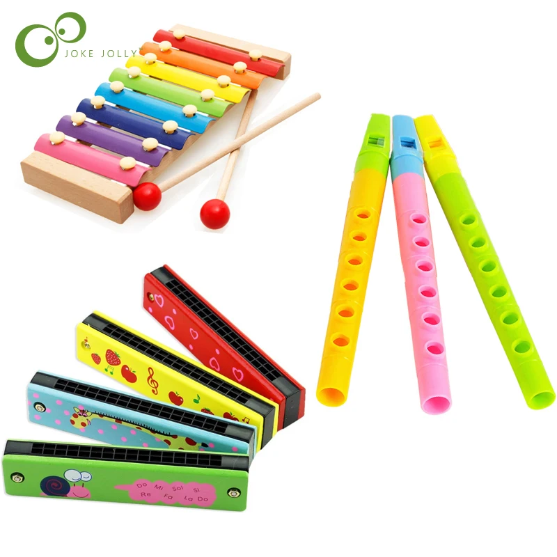 3Pcs plastic wooden harmonica 8-tone color piano clarinet early education music toy baby educational musical instrument YJN | Игрушки и