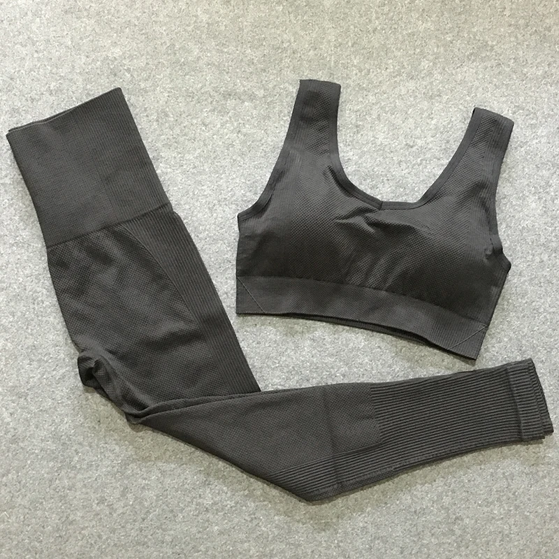 Комплект для йоги из 2 предметов одежда спортзала тренировок женщин 2019 бесшовный