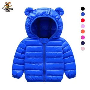Новинка 2021, осенне-зимняя куртка для маленьких мальчиков и девочек, верхняя одежда, модная детская толстовка с капюшоном с хлопковой подкладкой и мультяшными ушками, теплое пальто для младенцев