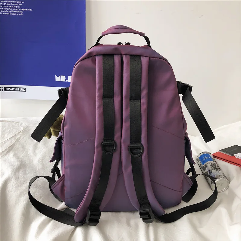 Модный Блестящий школьный ранец для женщин яркая Простая цветная сумочка на двух