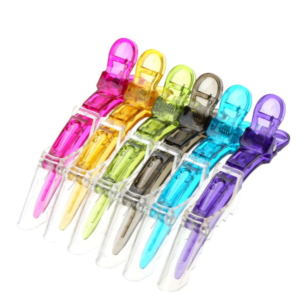 

6Pcs/Set Transparent Sectioning Clips Clamps Hairdressing Salon Hair Clips Grip Crocodile DIY Accessories Hairpins Plastic
