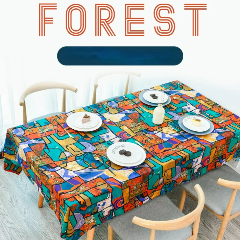

European Rectangle Tablecloth Cotton Linen Aesthetic Geometric Dining Table Decor Tablecloth Household Manteles Houseware BS50TC