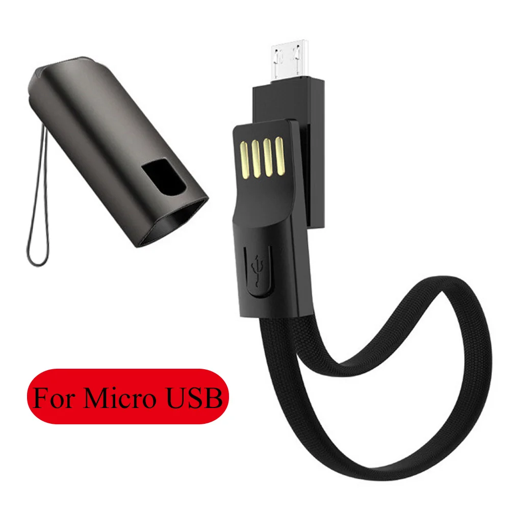 Black-Micro Шнур кабель для передачи данных, милый маленький 0,2 м Тип C зарядный кабель передачи данных 2.4A мобильного телефона Быстрый зарядный кабель Micro USB Redmi Note7 - Цвет: Black-Micro