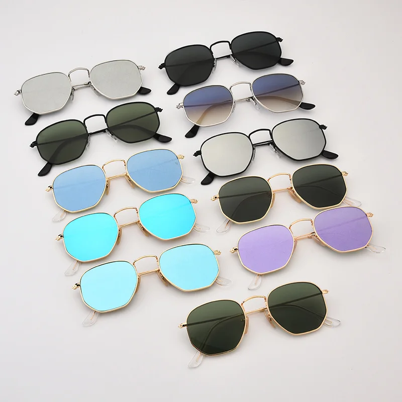 

Women Sunglases Hexagon Sun Glasses New Women Metal Frame Fishing Glasses Gold Green Eyewear lentes de sol hombre okulary UV400