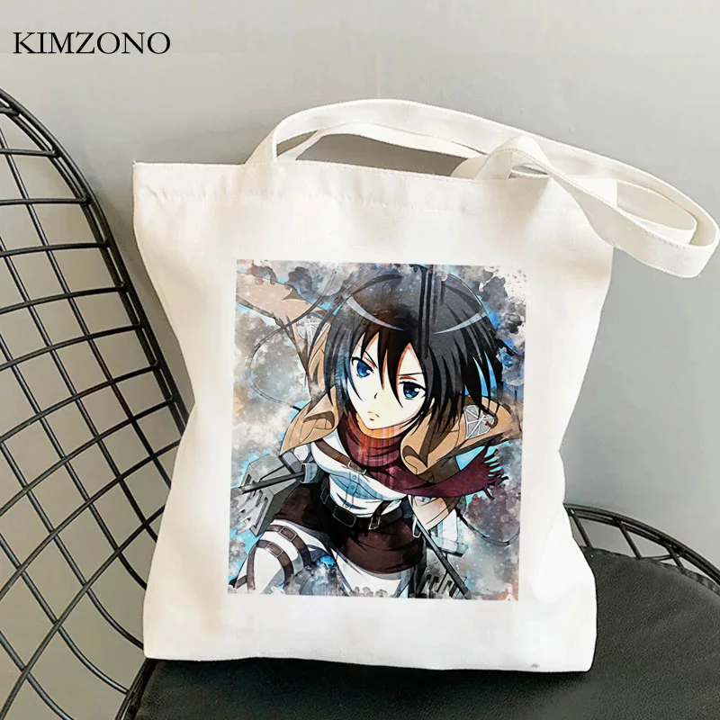 

Attack on Titan shopping bag handbag jute bag shopping grocery tote canvas bag cloth jute foldable sac tissu