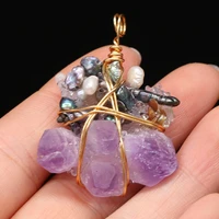fine natural stones pendants reiki heal amethysts gold color wire wrap crystal for jewelry making diy women necklace earrings