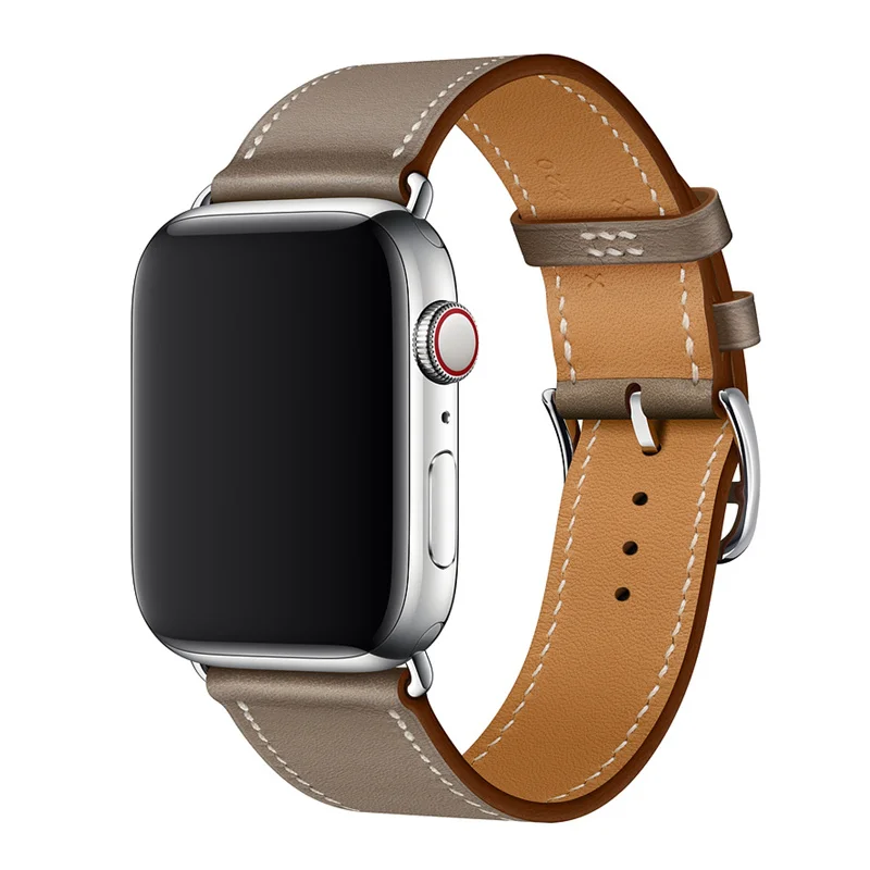 Etoupe Кожаный ремешок для Apple watch band 44 мм 40 мм iWatch band 42 мм 38 мм одиночный походный браслет ремешок для часов Apple watch 4 3 2 1 - Цвет ремешка: Etoupe