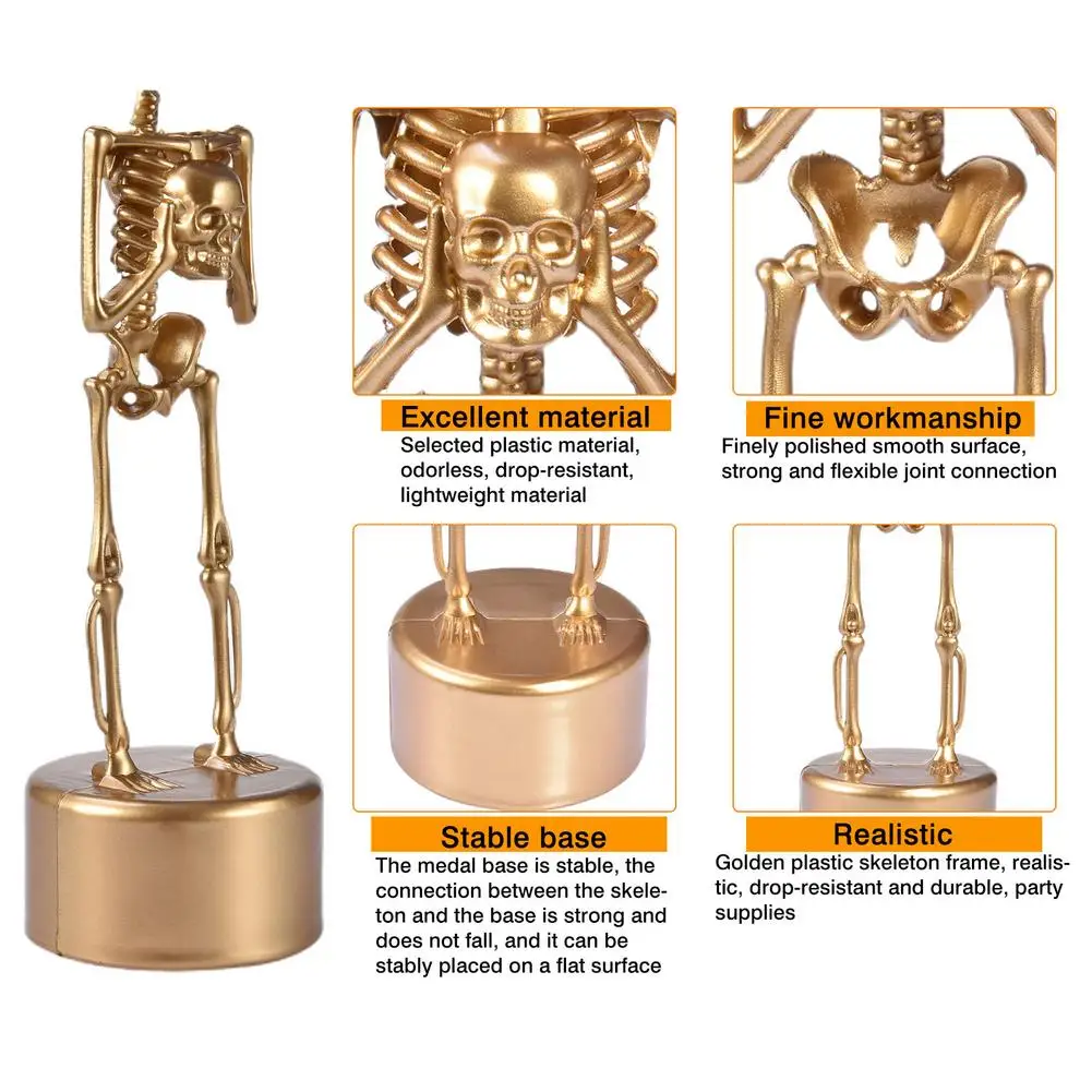 

4Pack Golden Skeleton Trophy Halloween Best Costume Golden Trophies Party Props Golden Trophy Party Supplies Simulation Pendant