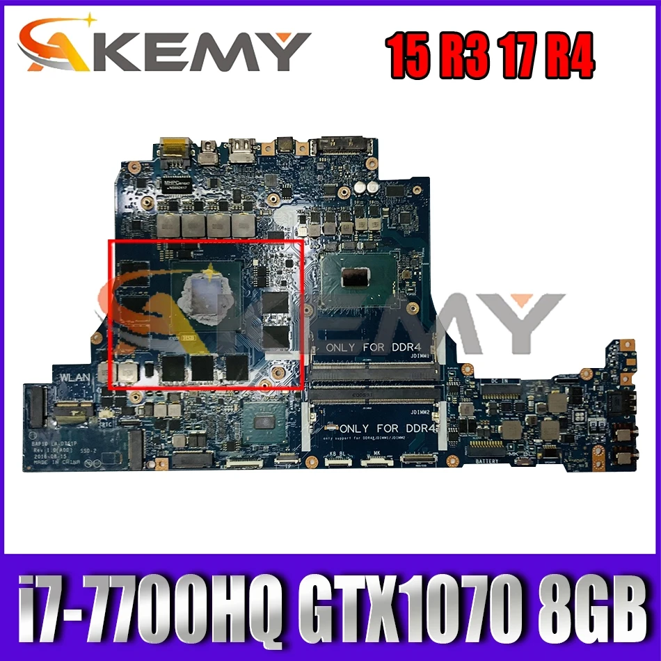 

CN-0RNF7V 0RNF7V For DELL Alienware 15 R3 17 R4 Laptop Motherboard BAP10 LA-D751P With i7-7700HQ GTX1070 8GB GPU 100% Fully Test