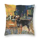 -Терьер художественная Ночная терраса кафе ночью чехол для подушки с двух сторон Ван Гог собака подушка чехол для дивана Подушка Чехол домашнего декора
